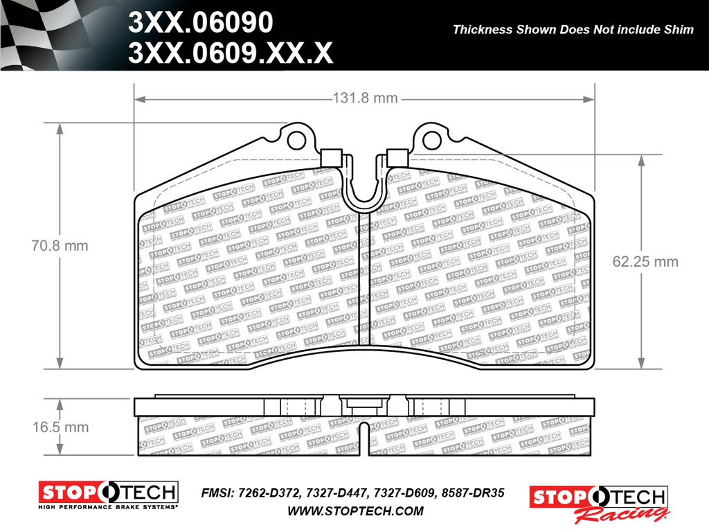 330.0609.17.0 SR30 Racing Pad or StopTech 309.06090 Performance Brake Pads