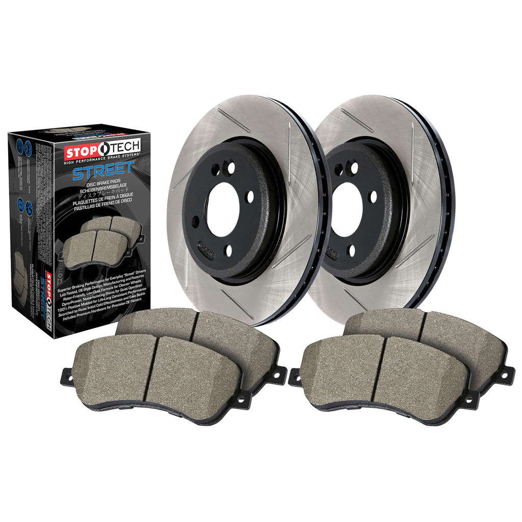 Stoptech 937.44523 - Street Disc Brake Rotor and Pad Kit, Slotted, 2-Wheel Set