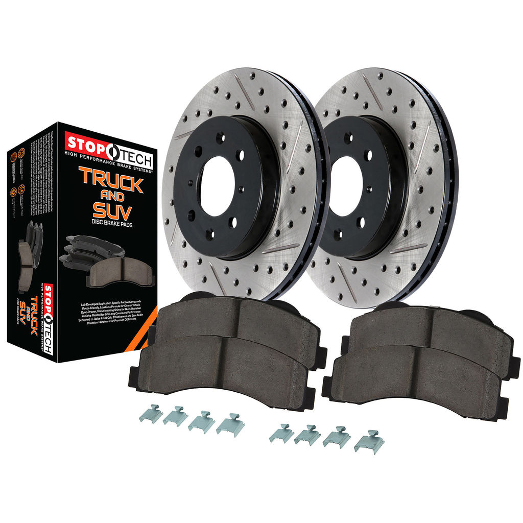 Stoptech 971.65532 - Disc Brake Pad and Rotor Kit, Drilled and Slotted, 2-Wheel Set