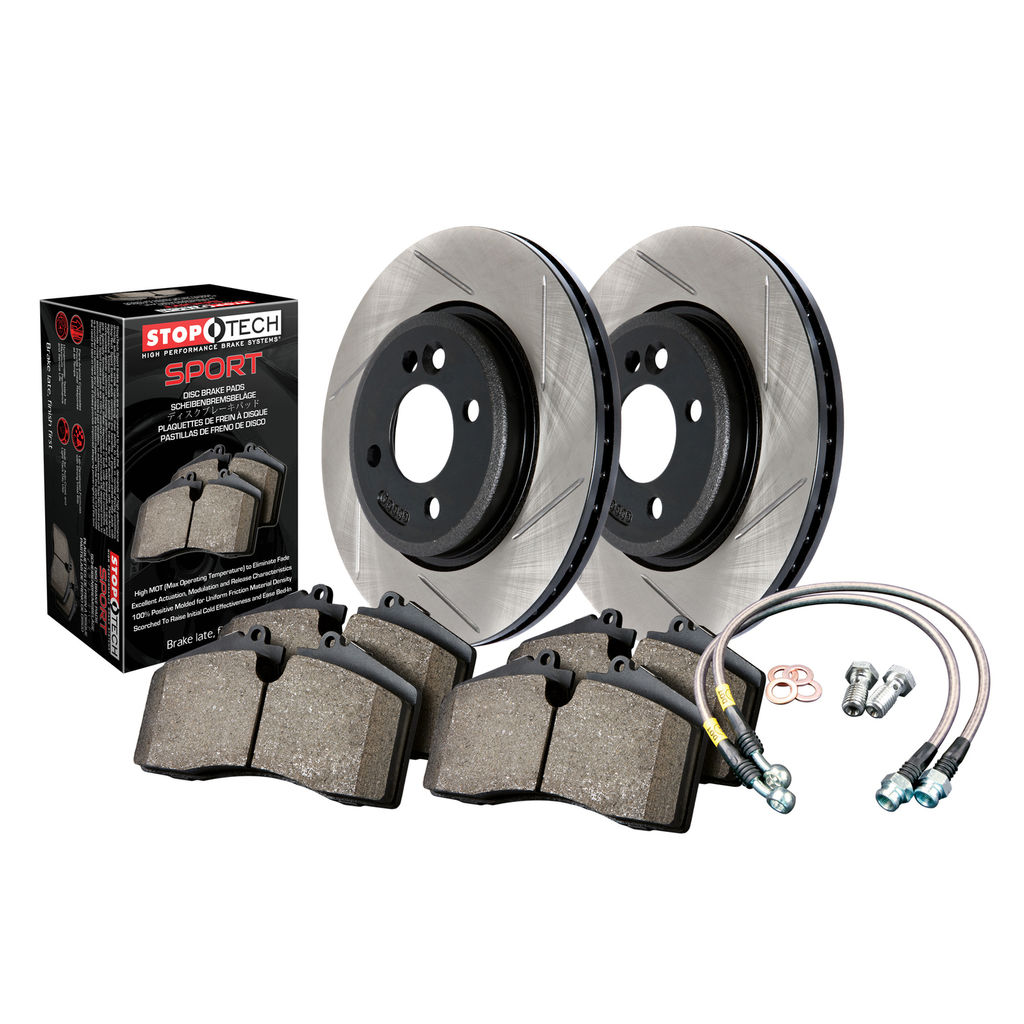 Stoptech 977.33050F - Sport Disc Brake Pad and Rotor Kit, Slotted, 2-Wheel Set