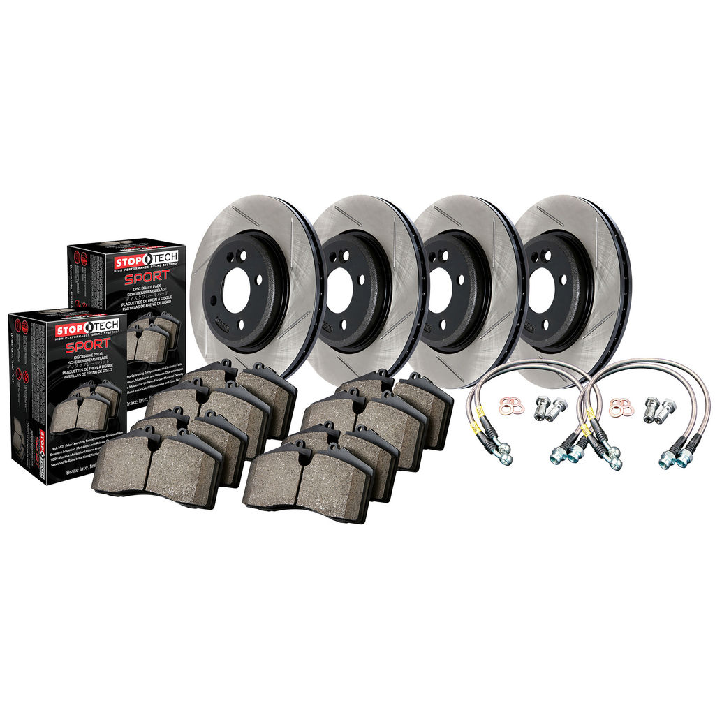 Stoptech 977.33065 - Sport Disc Brake Pad and Rotor Kit, Slotted, 4-Wheel Set
