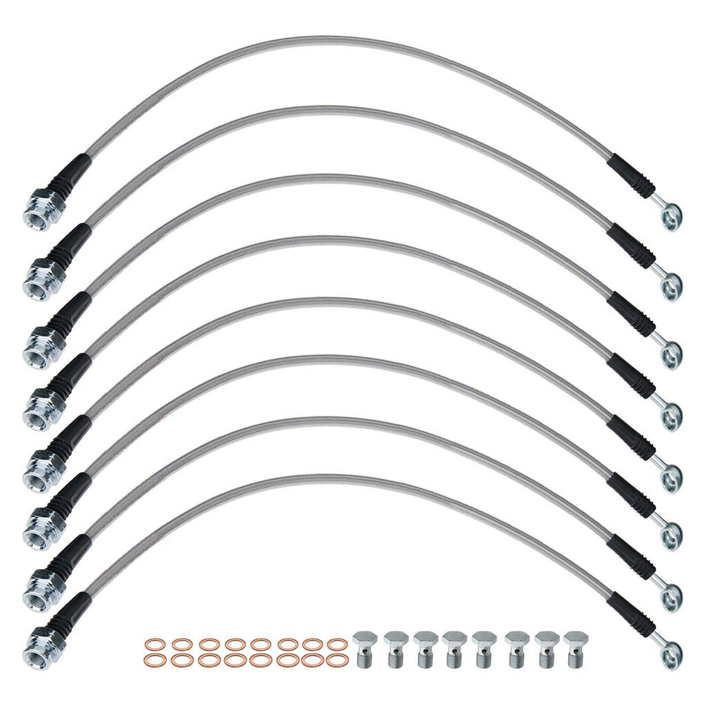 Techna-Fit DOD-1110 - Stainless Steel Brake Line Kit for Dodge Stealth Front and Rear, 8 Brake Lines