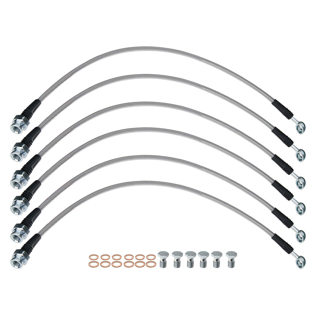 Techna-Fit 306107 - Stainless Steel Brake Line Kit for Toyota Sienna Front and Rear, 6 Brake Lines