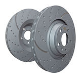 Slotted and Dimpled Vented Front Disc Brake Rotors, 2-Wheel Set