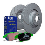 S10 Greenstuff 2000 Brake Pads and GD Slotted and Dimpled Brake Rotors, 2-Wheel Set