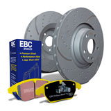 S5 Yellowstuff Brake Pads and GD Slotted and Dimpled Brake Rotors, 2-Wheel Set