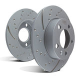 Slotted and Dimpled Solid Rear Disc Brake Rotors, 2-Wheel Set