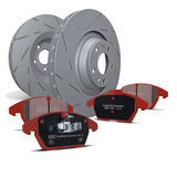 S4 Redstuff Disc Brake Pad Set and USR Sport Slotted Brake Rotors, 2-Wheel Set