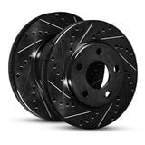 R1 Concepts Drilled and Slotted Black Disc Brake Rotor Set