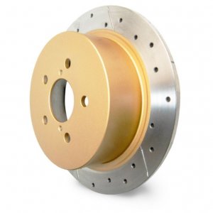 DBA DBA650X - Front Drilled and Slotted Street XS Gold Brake Rotor with Kangaroo Paw Vanes