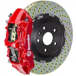 Brembo 1N1.9020A2 - Front Brake Kit, GT Series, Drilled 380mm x 34mm 2-Piece Rotor, Monobloc 6-Piston Red Caliper