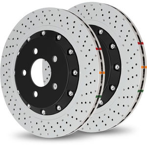 DBA DBA52832WSLVXD - Front Drilled and Dimpled 5000 XD Clear Anodized 2 Piece Brake Rotor with Kangaroo Paw Vanes