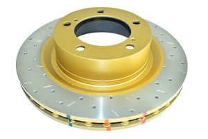 DBA DBA42724XS - Front Drilled and Slotted 4000 XS Gold Brake Rotor with Kangaroo Paw Vanes