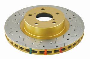 DBA DBA4648XS - Front Drilled and Slotted 4000 XS Gold Brake Rotor with Kangaroo Paw Vanes