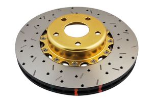 DBA DBA5010GLDXS - Front Drilled and Slotted 5000 XS Gold 2 Piece Brake Rotor with Kangaroo Paw Vanes