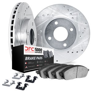 Dynamic Friction 8512-32043 - Front Brake Kit - Black Zinc Coated Drilled and Slotted Rotors and 5000 Brake Pads with Hardware