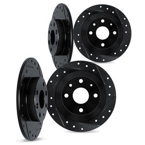 Dynamic Friction 8004-07010 - Front and Rear Drilled and Slotted-Black Rotors