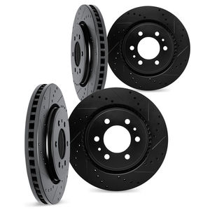 Dynamic Friction 8004-44000 - Front and Rear Drilled and Slotted-Black Rotors
