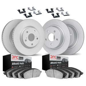 Dynamic Friction 4314-03050 - Front and Rear Brake Kit - Geospec Rotors with 3000 Series Ceramic Brake Pads includes Hardware