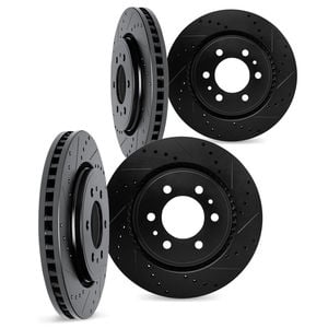 Dynamic Friction 8004-47104 - Front and Rear Drilled and Slotted-Black Rotors