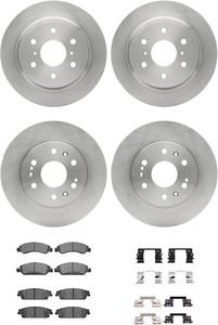 Dynamic Friction 6214-48538 - Front and Rear Brake Kit - Quickstop Rotors and Heavy Duty Brake Pads With Hardware