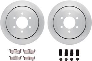 Dynamic Friction 6212-99639 - Rear Brake Kit - Quickstop Rotors and Heavy Duty Brake Pads With Hardware