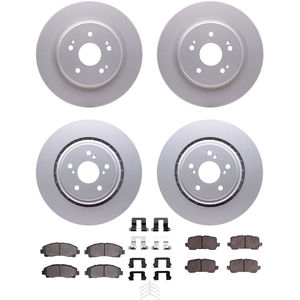 Dynamic Friction 4314-58005 - Front and Rear Brake Kit - Coated Brake Rotors and 3000 Ceramic Brake Pads with Hardware