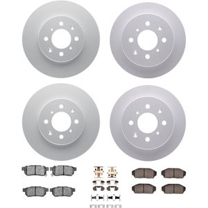 Dynamic Friction 4314-59004 - Front and Rear Brake Kit - Coated Brake Rotors and 3000 Ceramic Brake Pads with Hardware