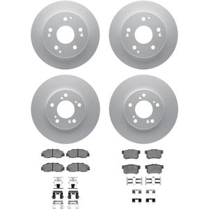 Dynamic Friction 4314-59011 - Front and Rear Brake Kit - Coated Brake Rotors and 3000 Ceramic Brake Pads with Hardware