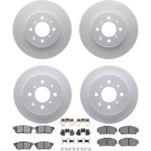 Dynamic Friction 4314-59014 - Front and Rear Brake Kit - Coated Brake Rotors and 3000 Ceramic Brake Pads with Hardware