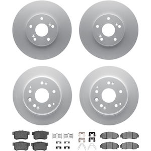 Dynamic Friction 4314-59041 - Front and Rear Brake Kit - Coated Brake Rotors and 3000 Ceramic Brake Pads with Hardware