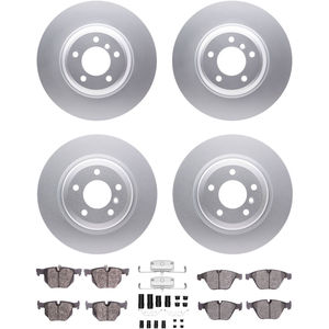 Dynamic Friction 4314-31033 - Front and Rear Brake Kit - Coated Brake Rotors and 3000 Ceramic Brake Pads with Hardware