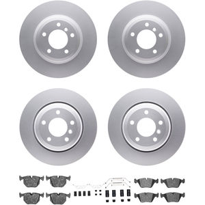 Dynamic Friction 4314-31035 - Front and Rear Brake Kit - Coated Brake Rotors and 3000 Ceramic Brake Pads with Hardware