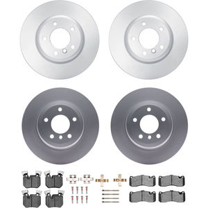 Dynamic Friction 4314-31052 - Front and Rear Brake Kit - Coated Brake Rotors and 3000 Ceramic Brake Pads with Hardware