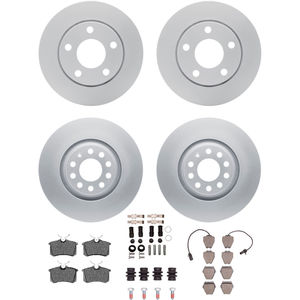 Dynamic Friction 4314-73007 - Front and Rear Brake Kit - Coated Brake Rotors and 3000 Ceramic Brake Pads with Hardware
