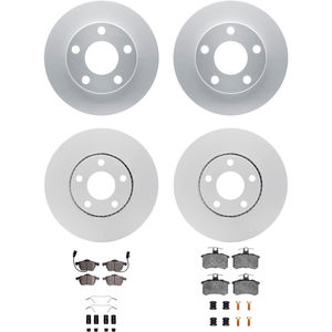 Dynamic Friction 4314-73010 - Front and Rear Brake Kit - Coated Brake Rotors and 3000 Ceramic Brake Pads with Hardware