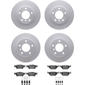 Dynamic Friction 4314-31011 - Front and Rear Brake Kit - Coated Brake Rotors and 3000 Ceramic Brake Pads with Hardware