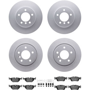 Dynamic Friction 4314-31017 - Front and Rear Brake Kit - Coated Brake Rotors and 3000 Ceramic Brake Pads with Hardware