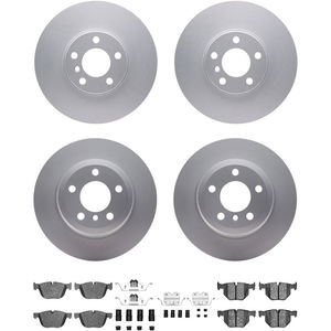 Dynamic Friction 4314-31050 - Front and Rear Brake Kit - Coated Brake Rotors and 3000 Ceramic Brake Pads with Hardware