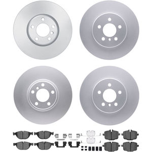 Dynamic Friction 4314-31057 - Front and Rear Brake Kit - Coated Brake Rotors and 3000 Ceramic Brake Pads with Hardware