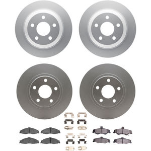 Dynamic Friction 4314-45004 - Front and Rear Brake Kit - Coated Brake Rotors and 3000 Ceramic Brake Pads with Hardware