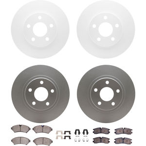 Dynamic Friction 4314-45005 - Front and Rear Brake Kit - Coated Brake Rotors and 3000 Ceramic Brake Pads with Hardware