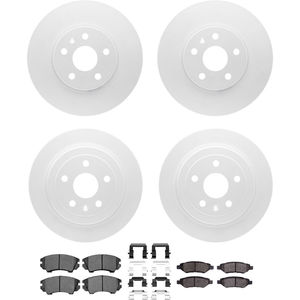 Dynamic Friction 4314-45016 - Front and Rear Brake Kit - Coated Brake Rotors and 3000 Ceramic Brake Pads with Hardware