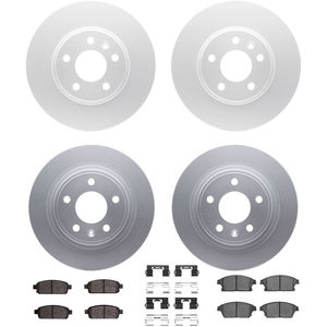 Dynamic Friction 4314-45019 - Front and Rear Brake Kit - Coated Brake Rotors and 3000 Ceramic Brake Pads with Hardware