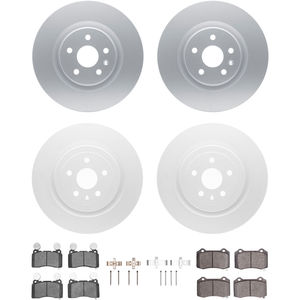 Dynamic Friction 4314-45020 - Front and Rear Brake Kit - Coated Brake Rotors and 3000 Ceramic Brake Pads with Hardware
