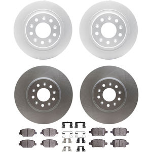 Dynamic Friction 4314-45021 - Front and Rear Brake Kit - Coated Brake Rotors and 3000 Ceramic Brake Pads with Hardware