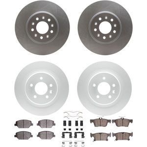 Dynamic Friction 4314-45022 - Front and Rear Brake Kit - Coated Brake Rotors and 3000 Ceramic Brake Pads with Hardware