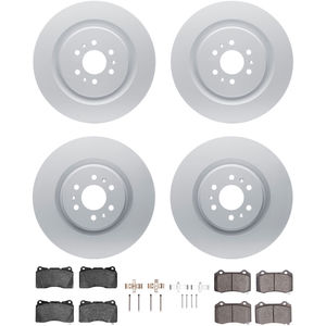 Dynamic Friction 4314-46024 - Front and Rear Brake Kit - Coated Brake Rotors and 3000 Ceramic Brake Pads with Hardware