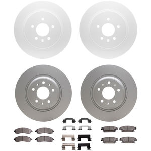 Dynamic Friction 4314-46028 - Front and Rear Brake Kit - Coated Brake Rotors and 3000 Ceramic Brake Pads with Hardware