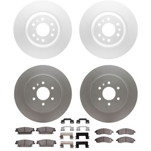 Dynamic Friction 4314-46029 - Front and Rear Brake Kit - Coated Brake Rotors and 3000 Ceramic Brake Pads with Hardware